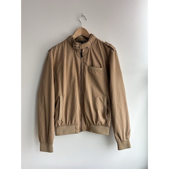 Members Only Iconic Racer Jacket Men’s Size S Tan Full Zip Lightweight Retro - Picture 1 of 7